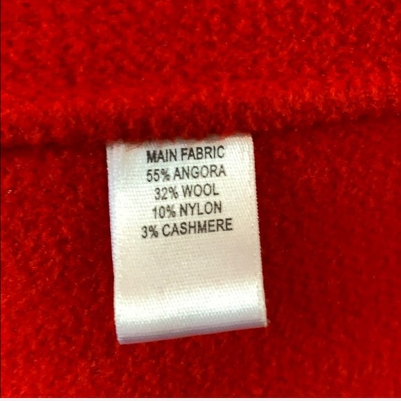 St. John Red Angora Wool Cashmere Blend Coat