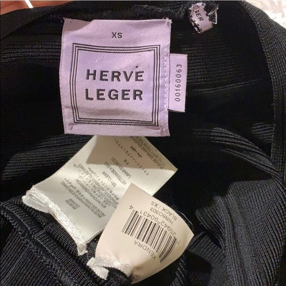 Hervé Leger Black Kendra Gold Zipper Bandage Dress