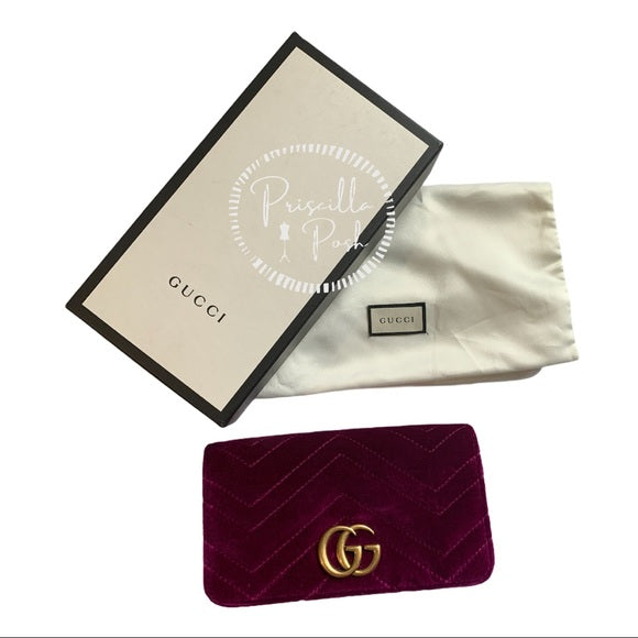 GUCCI GG Marmont Heart Shoulder Bag Velvet Fuchsia