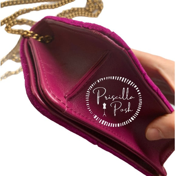 GUCCI GG Marmont Heart Shoulder Bag Velvet Fuchsia