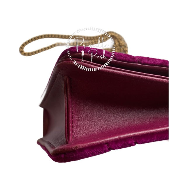 GUCCI GG Marmont Heart Shoulder Bag Velvet Fuchsia