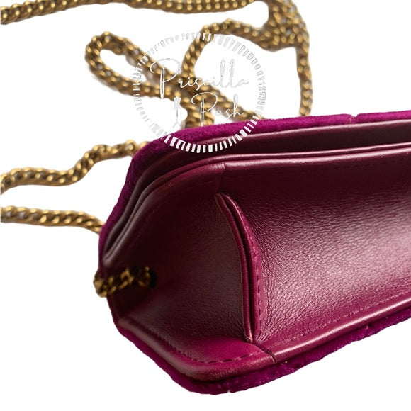 GUCCI GG Marmont Heart Shoulder Bag Velvet Fuchsia