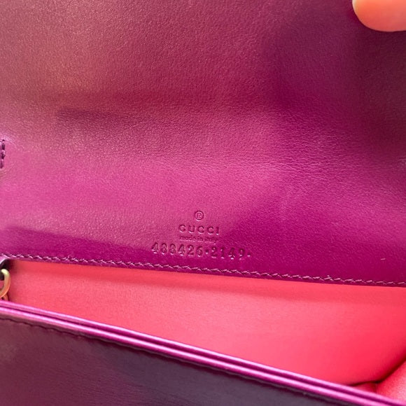 GUCCI GG Marmont Heart Shoulder Bag Velvet Fuchsia