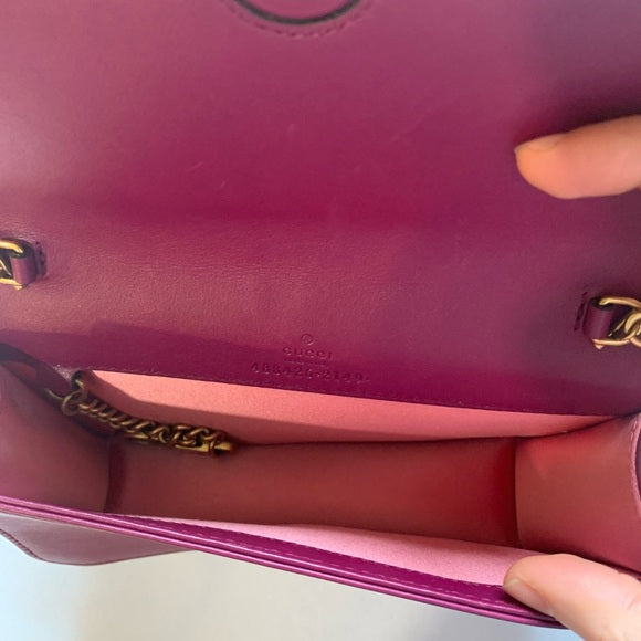 GUCCI GG Marmont Heart Shoulder Bag Velvet Fuchsia