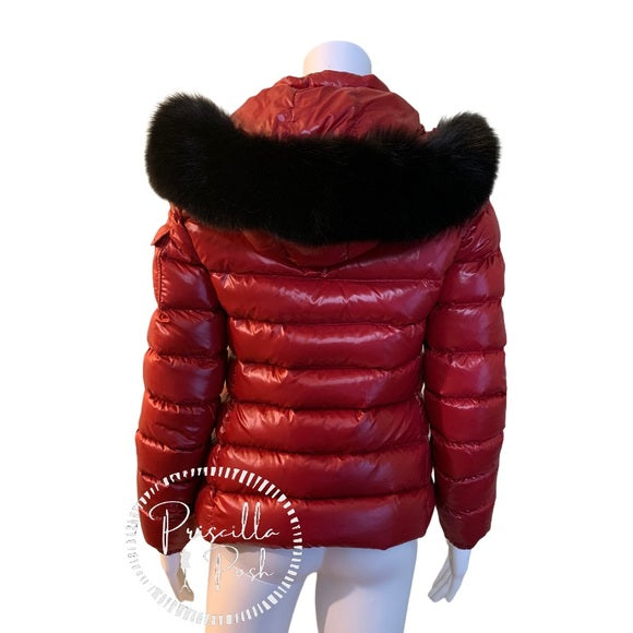 Moncler BadyFur Jacket Dark Red Giubbotto Fox Fur