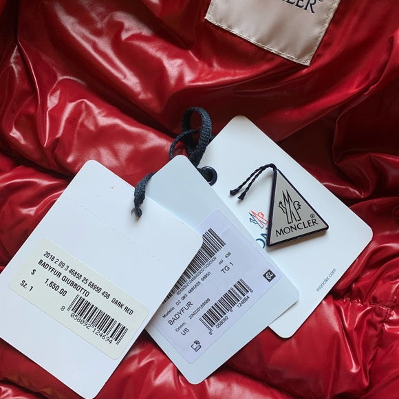 Moncler BadyFur Jacket Dark Red Giubbotto Fox Fur