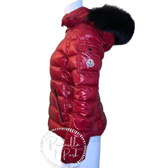 Moncler BadyFur Jacket Dark Red Giubbotto Fox Fur