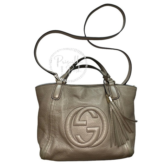 Gucci Soho Convertible Shoulder Bag Leather Taupe