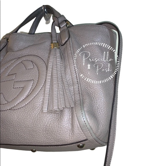 Gucci Soho Convertible Shoulder Bag Leather Taupe