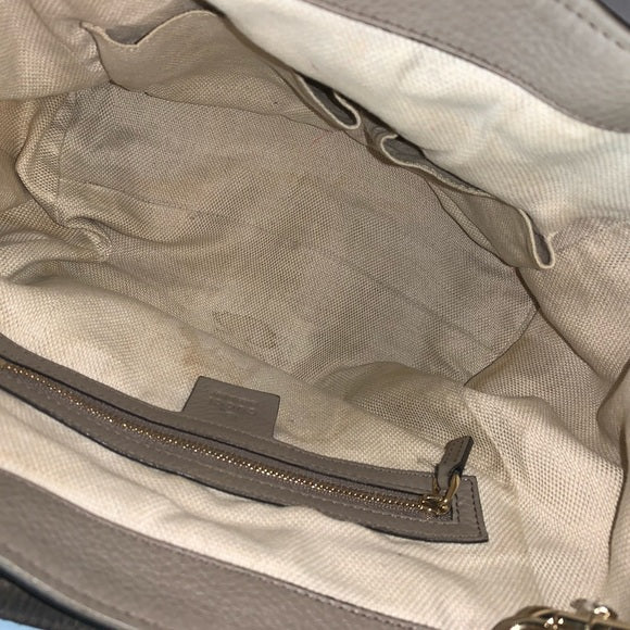 Gucci Soho Convertible Shoulder Bag Leather Taupe