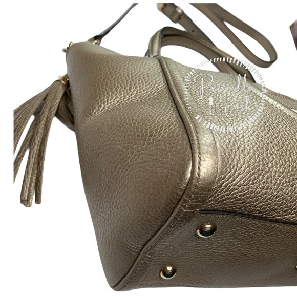 Gucci Soho Top Handle Metallic Leather Satchel