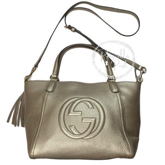 Gucci Soho Top Handle Metallic Leather Satchel