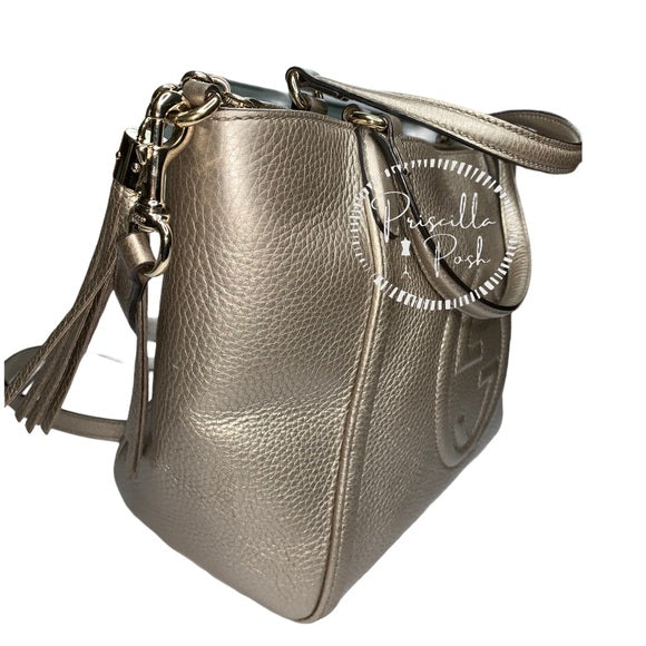 Gucci Soho Top Handle Metallic Leather Satchel