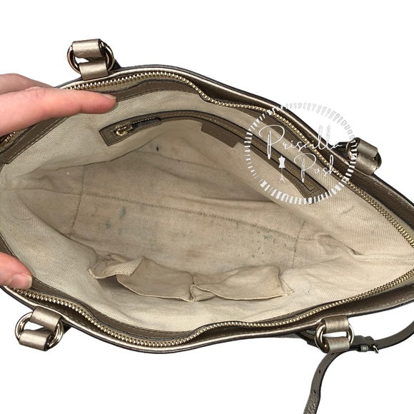 Gucci Soho Top Handle Metallic Leather Satchel