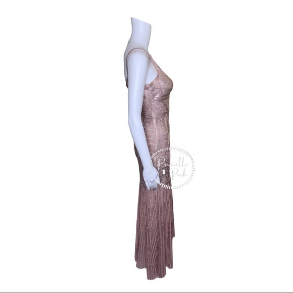 Herve Leger Zhenya cutout metallic bandage gown