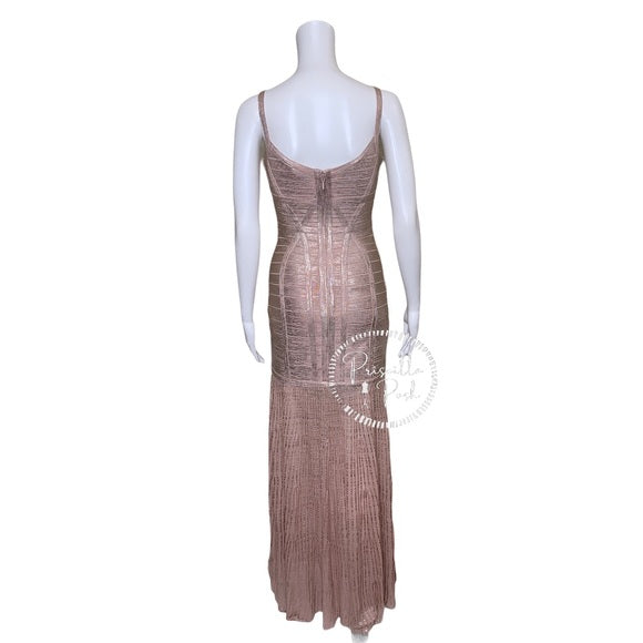 Herve Leger Zhenya cutout metallic bandage gown