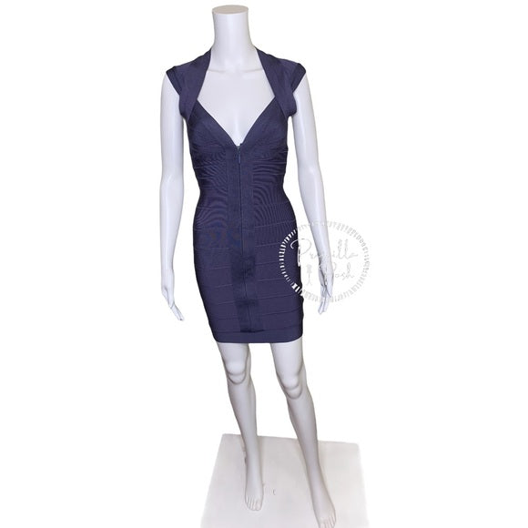 HERVÉ LÉGER Zip-front bandage dress indigo blue