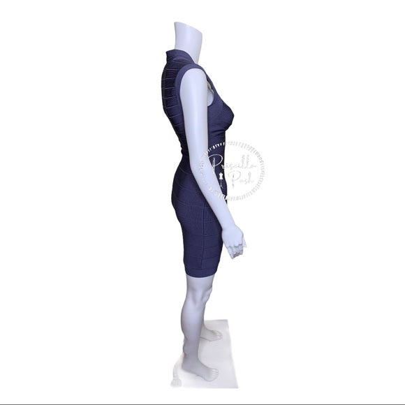 HERVÉ LÉGER Zip-front bandage dress indigo blue