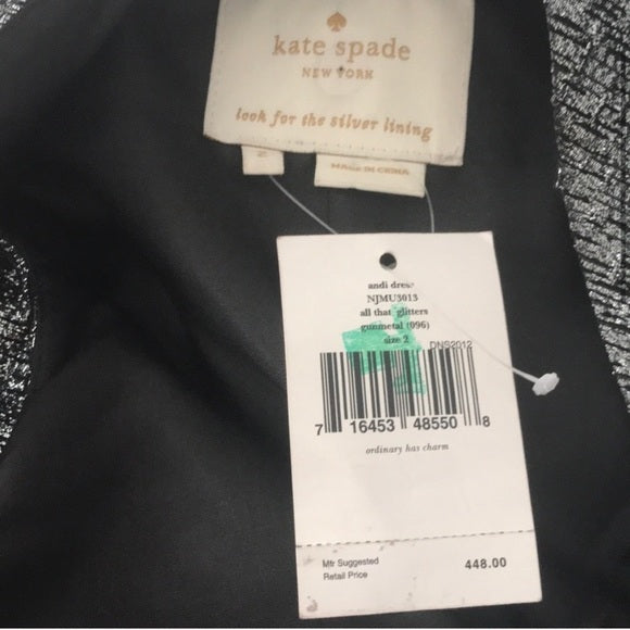 NWT Kate Spade 'Andi' Metallic Peplum Dress