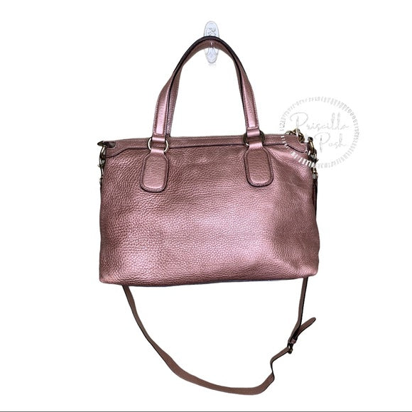 Gucci Metallic Calfskin Medium Soho Tote Bag Pink