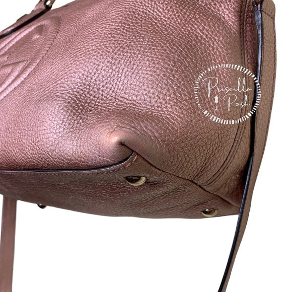 Gucci Metallic Calfskin Medium Soho Tote Bag Pink