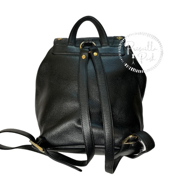 MCM Large Vintage Black Leather Studded Backpack