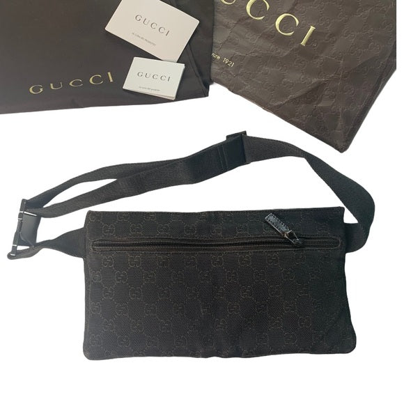 Gucci Brown Canvas Fanny Pack Belt Bag Waist Bag