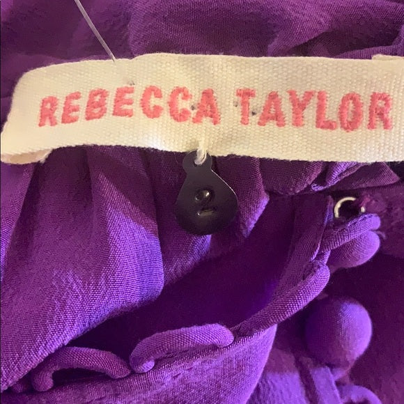 Rebecca Taylor 100% Silk Long Sleeve Ruffle Dress