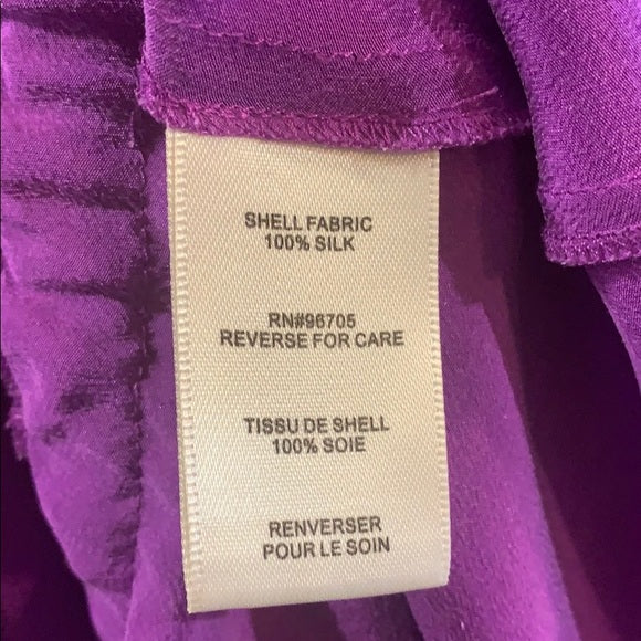 Rebecca Taylor 100% Silk Long Sleeve Ruffle Dress