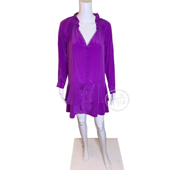 Rebecca Taylor 100% Silk Long Sleeve Ruffle Dress