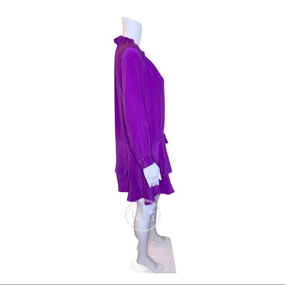 Rebecca Taylor 100% Silk Long Sleeve Ruffle Dress