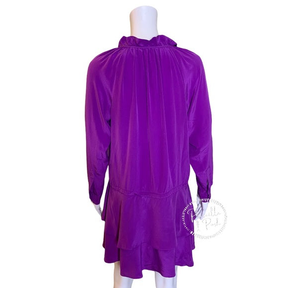 Rebecca Taylor 100% Silk Long Sleeve Ruffle Dress