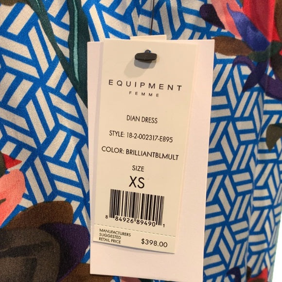 NWT Equipment Silk Dian Dress in Brilliant Blue