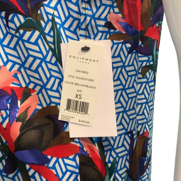 NWT Equipment Silk Dian Dress in Brilliant Blue