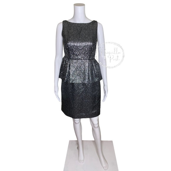 silver peplum dress Montage by Mon Cheri M2205