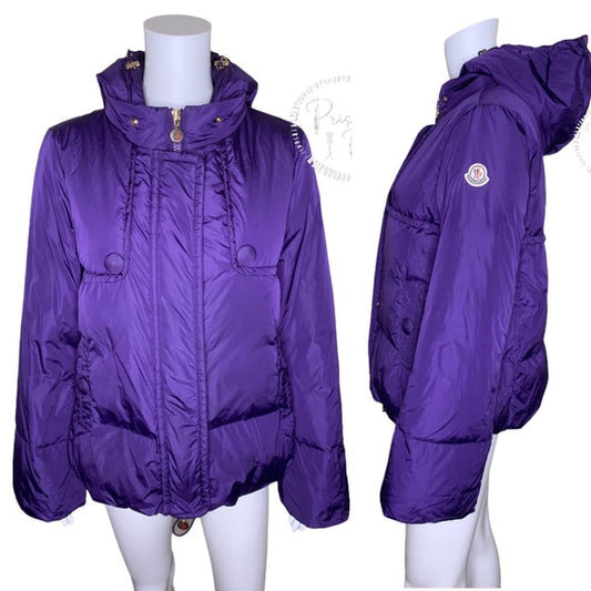 Moncler 'Amaryllis' Bell Sleeve Down Jacket Purple