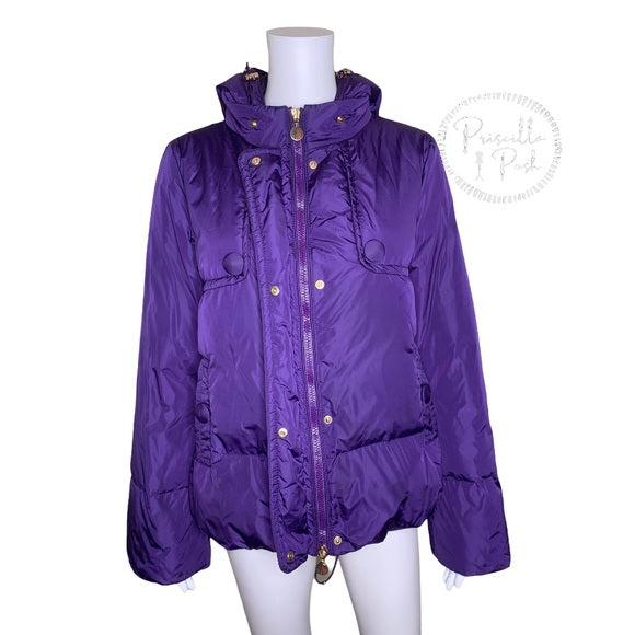 Moncler 'Amaryllis' Bell Sleeve Down Jacket Purple