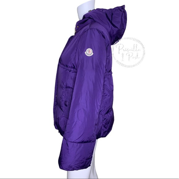 Moncler 'Amaryllis' Bell Sleeve Down Jacket Purple