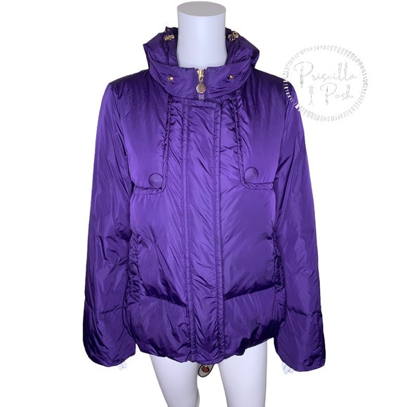 Moncler 'Amaryllis' Bell Sleeve Down Jacket Purple