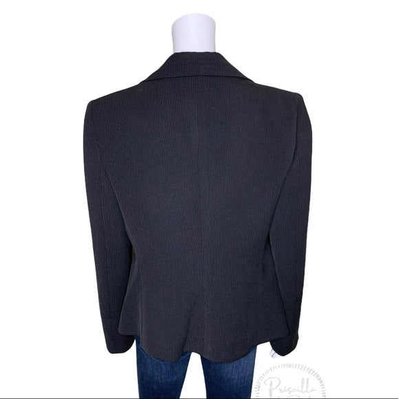 Giorgio Armani Black Grey Pinstripe Blazer