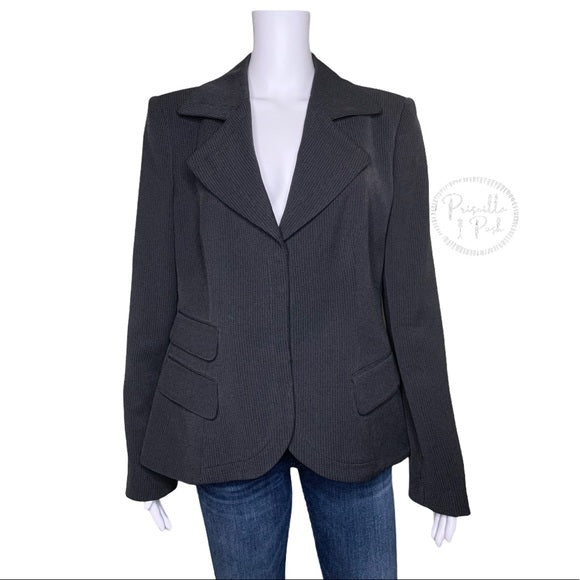 Giorgio Armani Black Grey Pinstripe Blazer
