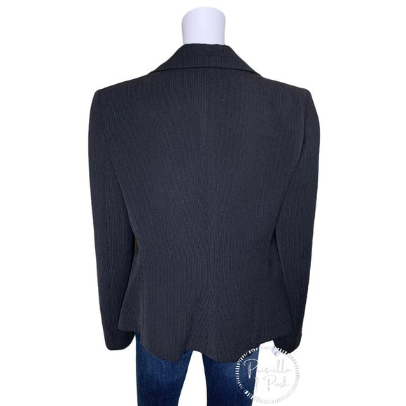 Giorgio Armani Black Grey Pinstripe Blazer
