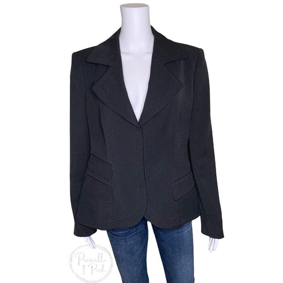 Giorgio Armani Black Grey Pinstripe Blazer