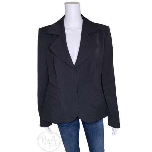 Giorgio Armani Black Grey Pinstripe Blazer