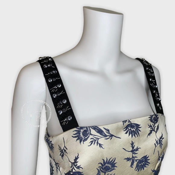 Tory Burch linen-blend floral-jacquard dress