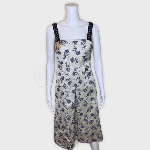 Tory Burch linen-blend floral-jacquard dress