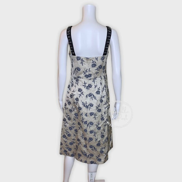 Tory Burch linen-blend floral-jacquard dress