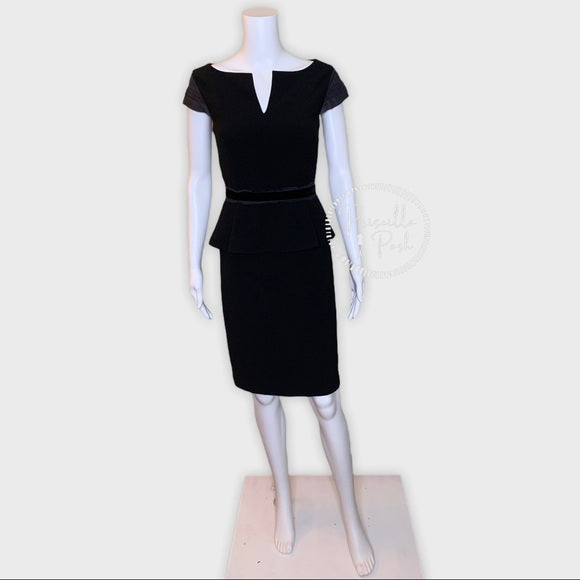 Tory Burch Ashley Cap-Sleeve Peplum Dress Black