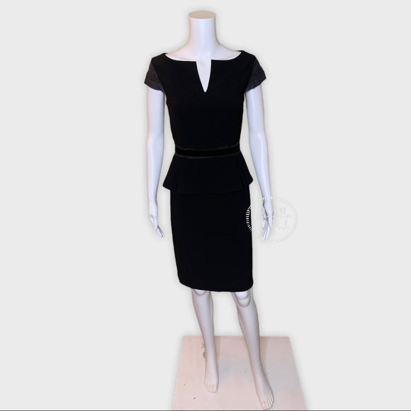 Tory Burch Ashley Cap-Sleeve Peplum Dress Black