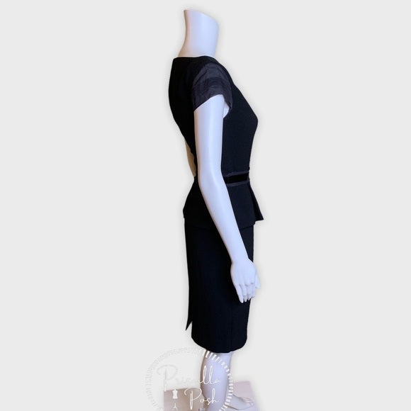 Tory Burch Ashley Cap-Sleeve Peplum Dress Black